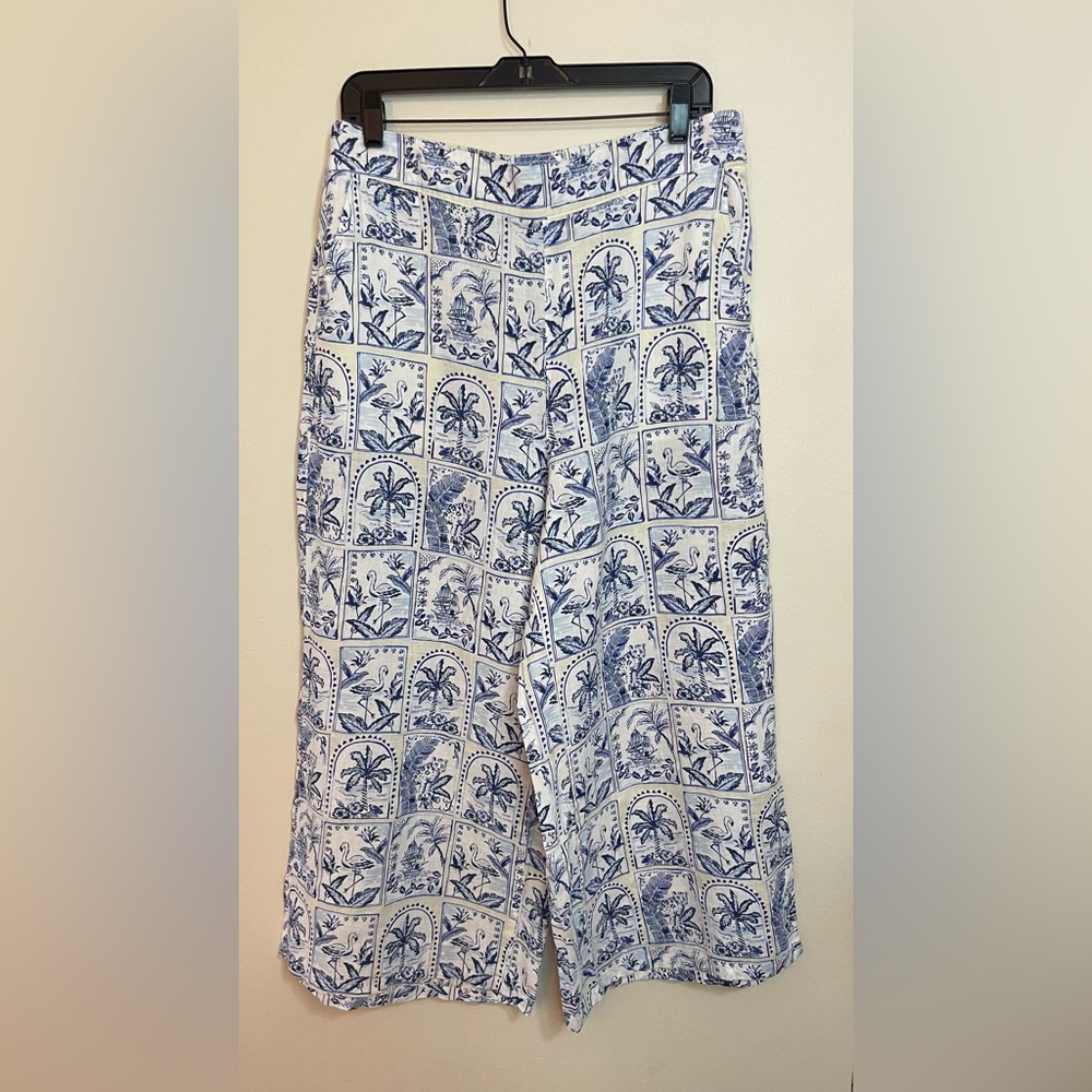 C&C California Women’s 100 % Linen Relaxed Wide Leg Pockets Pant Size XLarge.